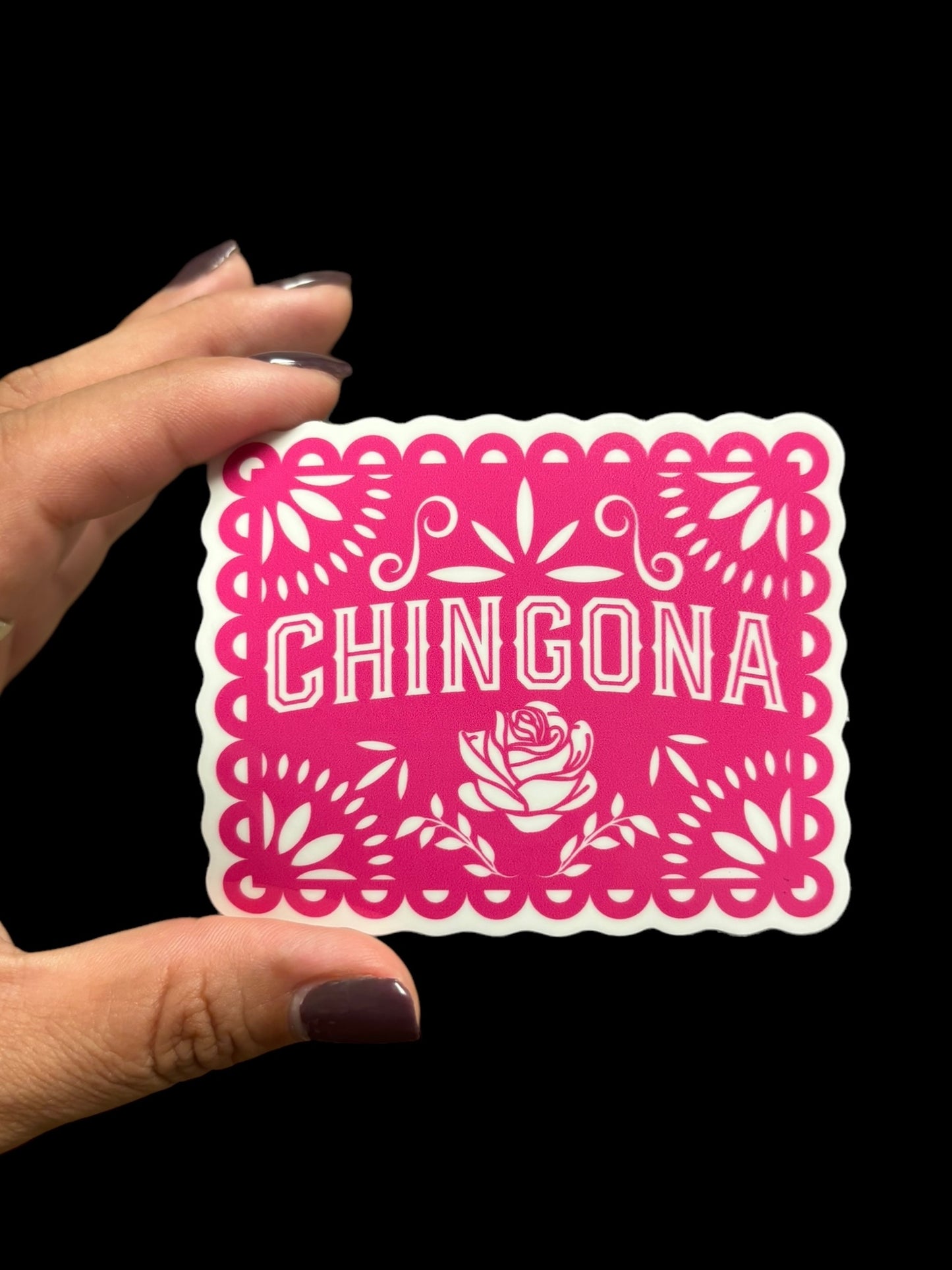 Chingona (Papel Picado in pink) Sticker