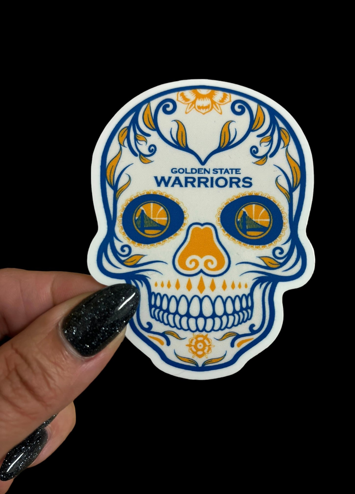 Golden Warriors Skull Sticker