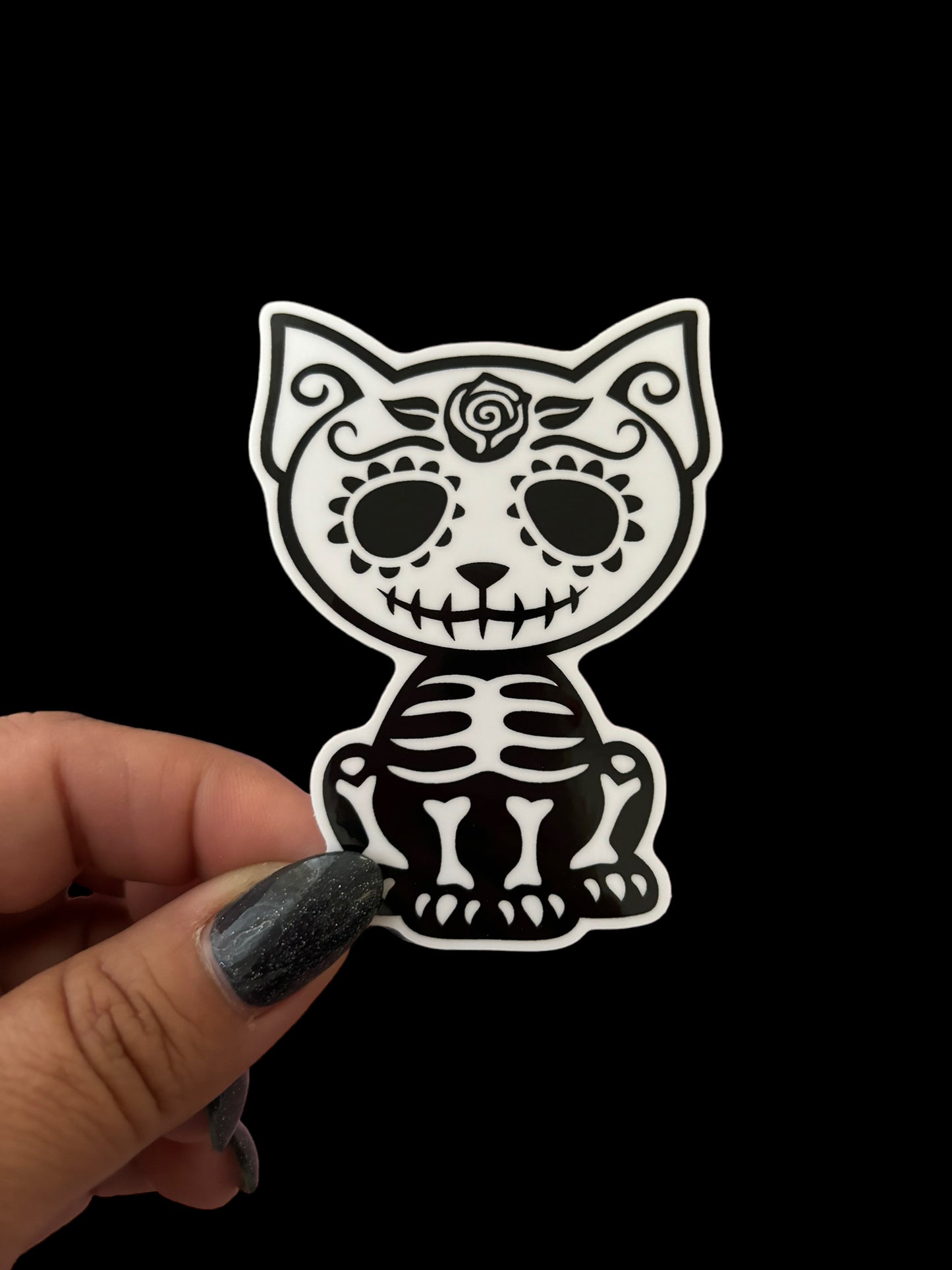 Cat Dia De Los Muertos Vinyl Sticker