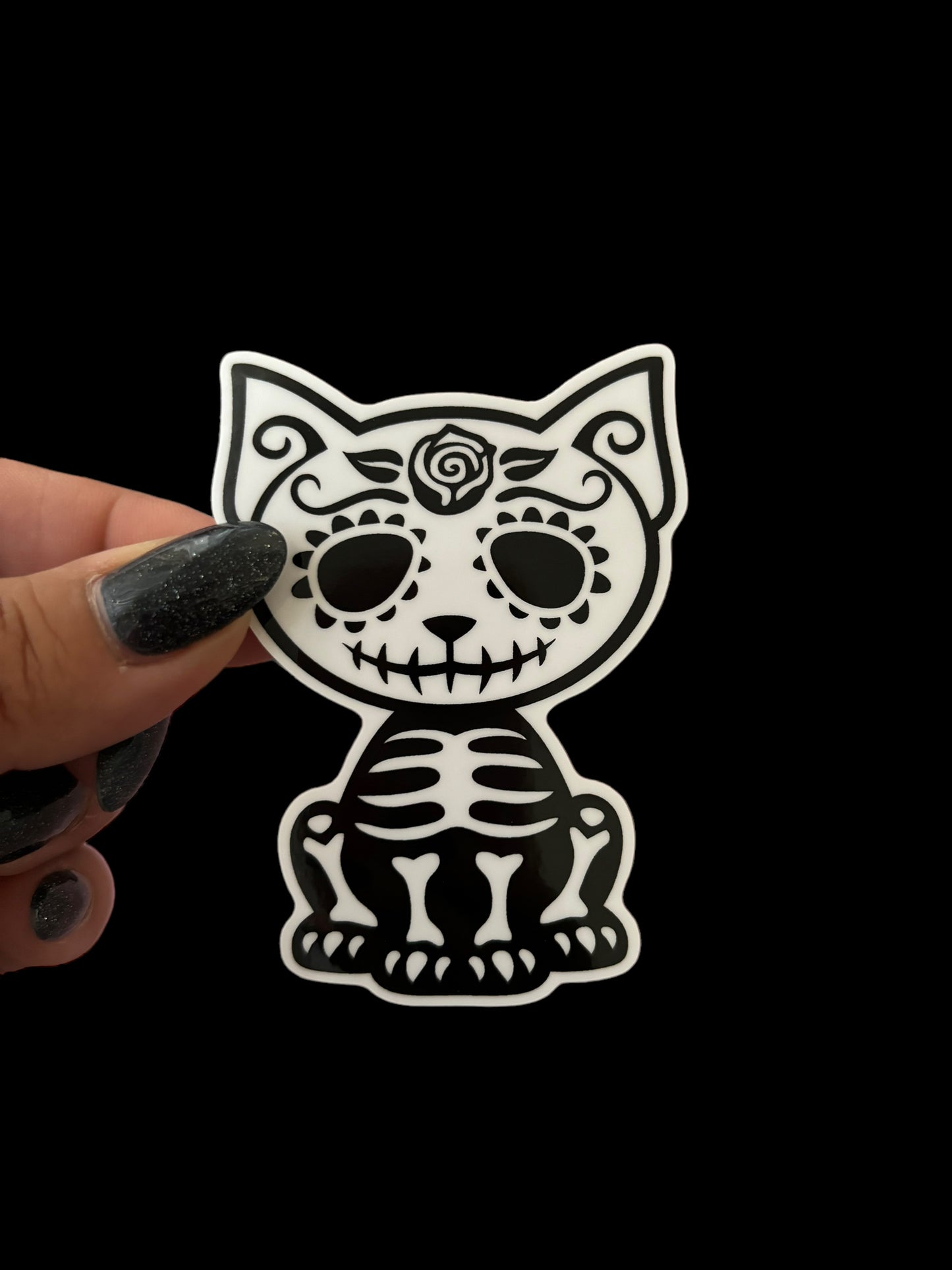 Cat Dia De Los Muertos Vinyl Sticker