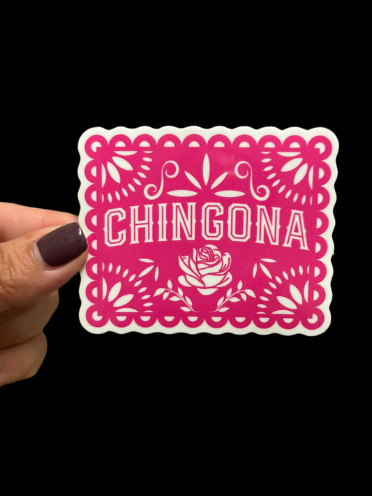 Chingona (Papel Picado in pink) Sticker