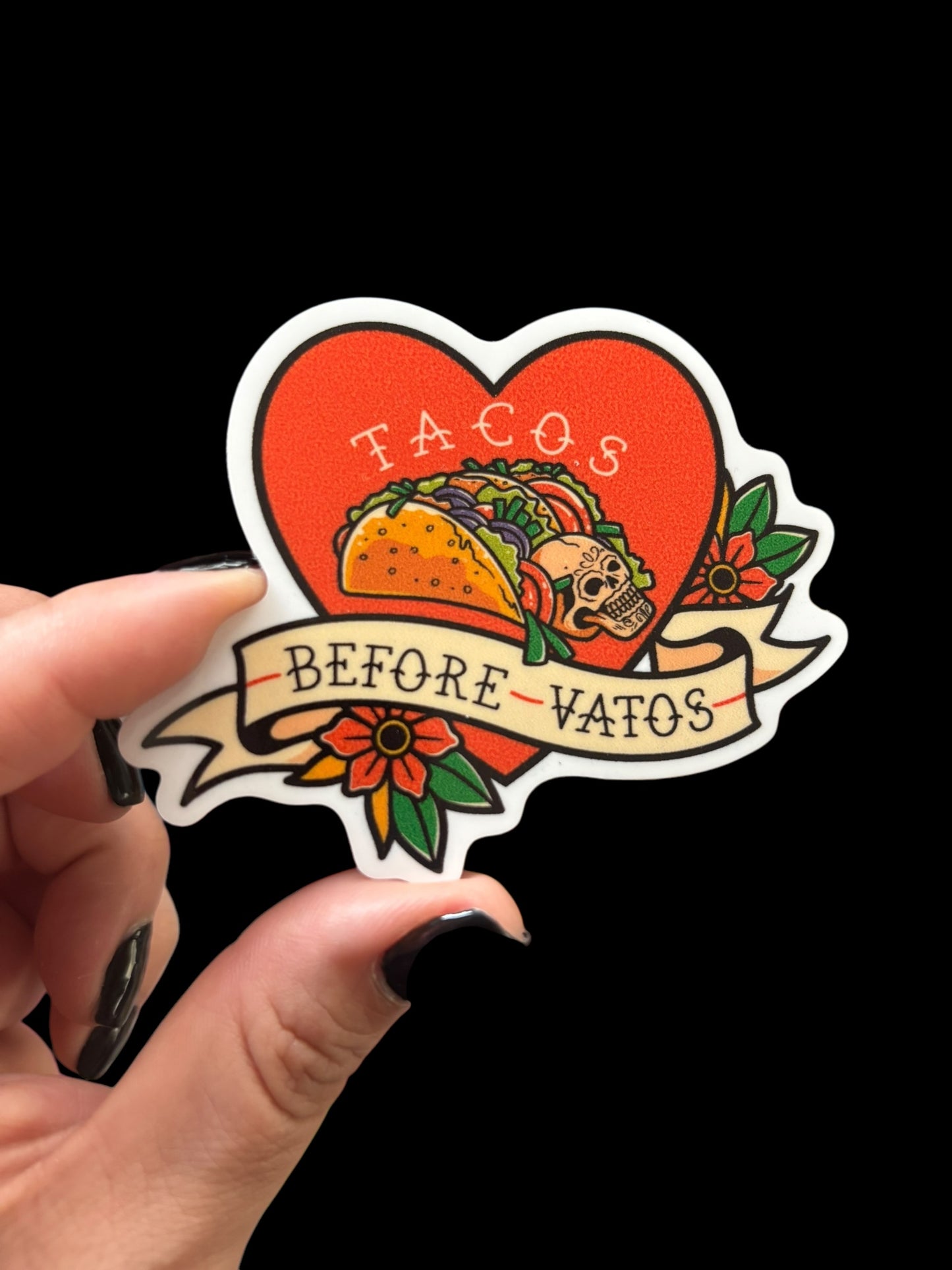 Tacos Before Vatos Vinyl Sticker