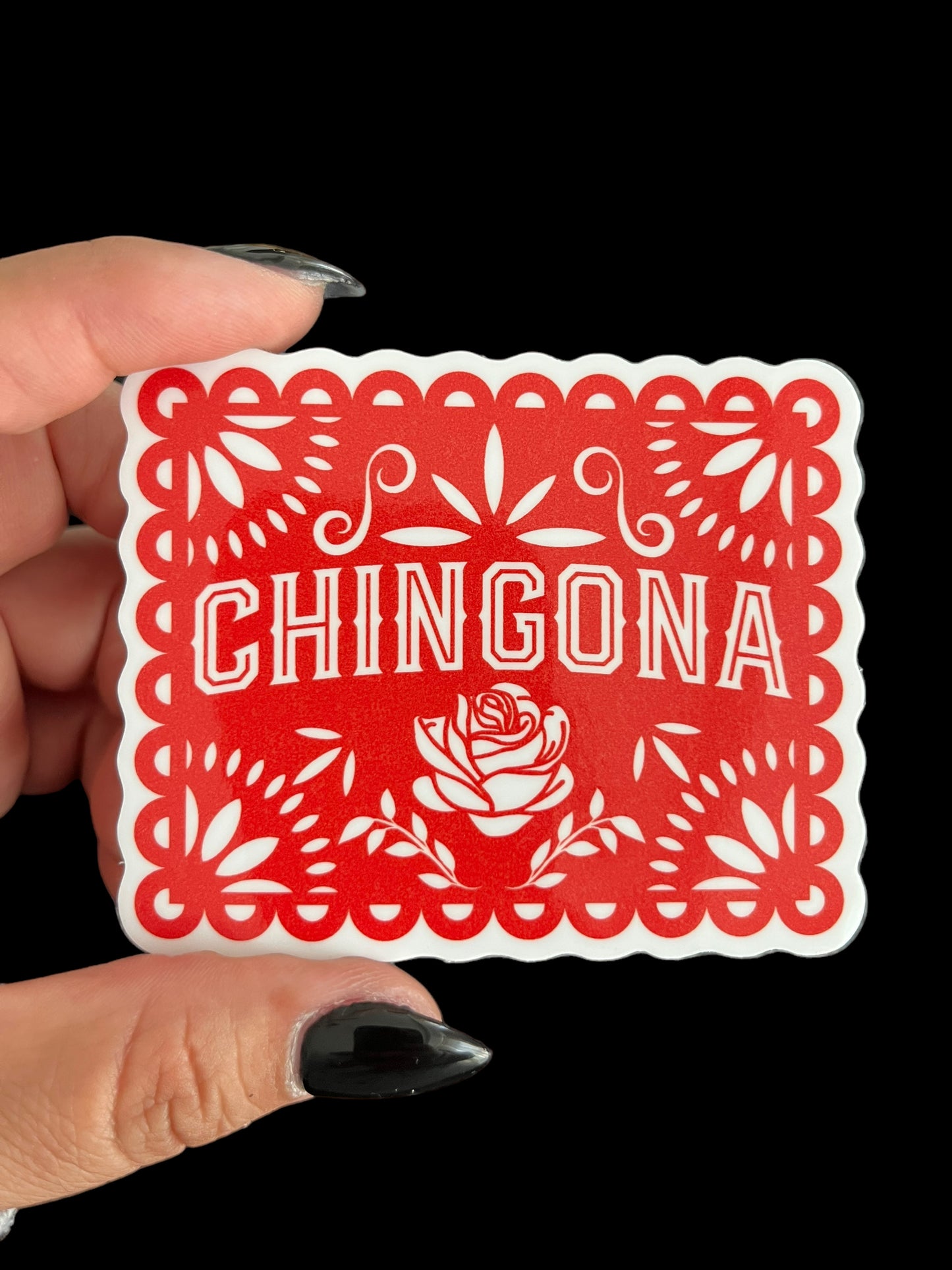 Chingona (Papel Picado in red) Sticker
