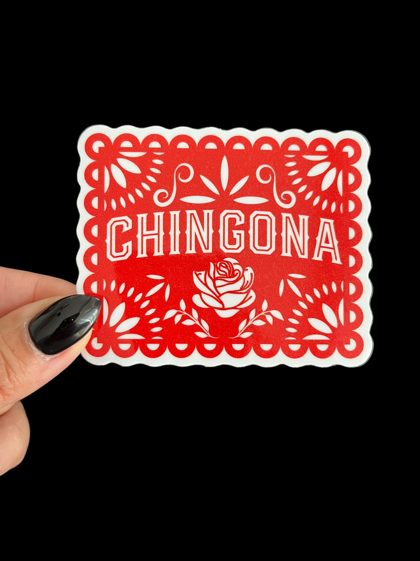 Chingona (Papel Picado in red) Sticker