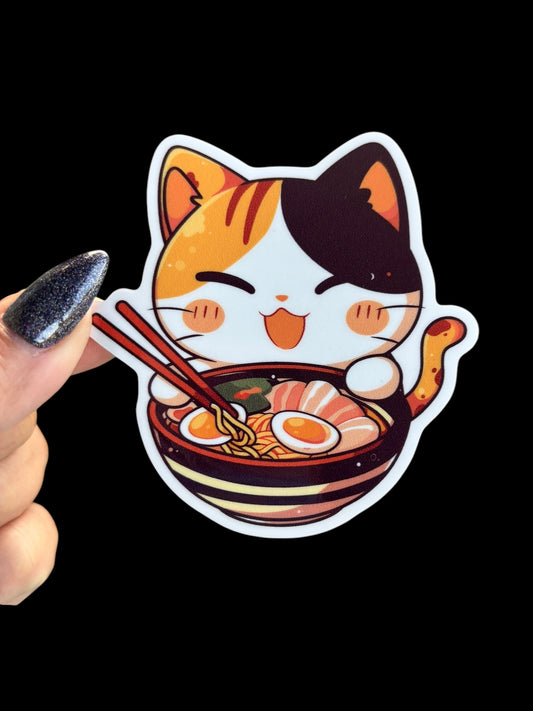 Cat and ramen Sticker