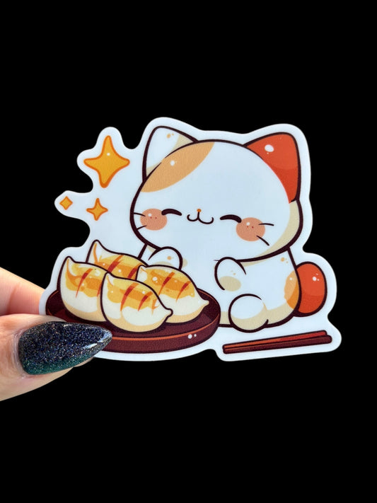 Cat and gyozas Sticker