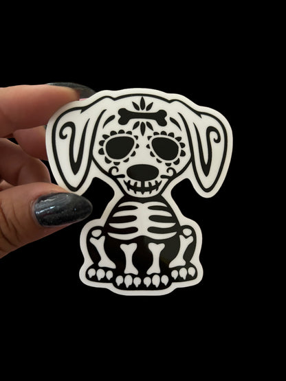 Dog Dia De Los Muertos Vinyl Sticker